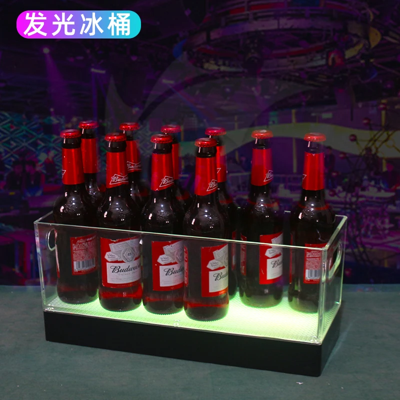 Transparent injection molded acrylic ice bucket, LED lighting ice bucket, champagne beer suitable for nightclubs, ba