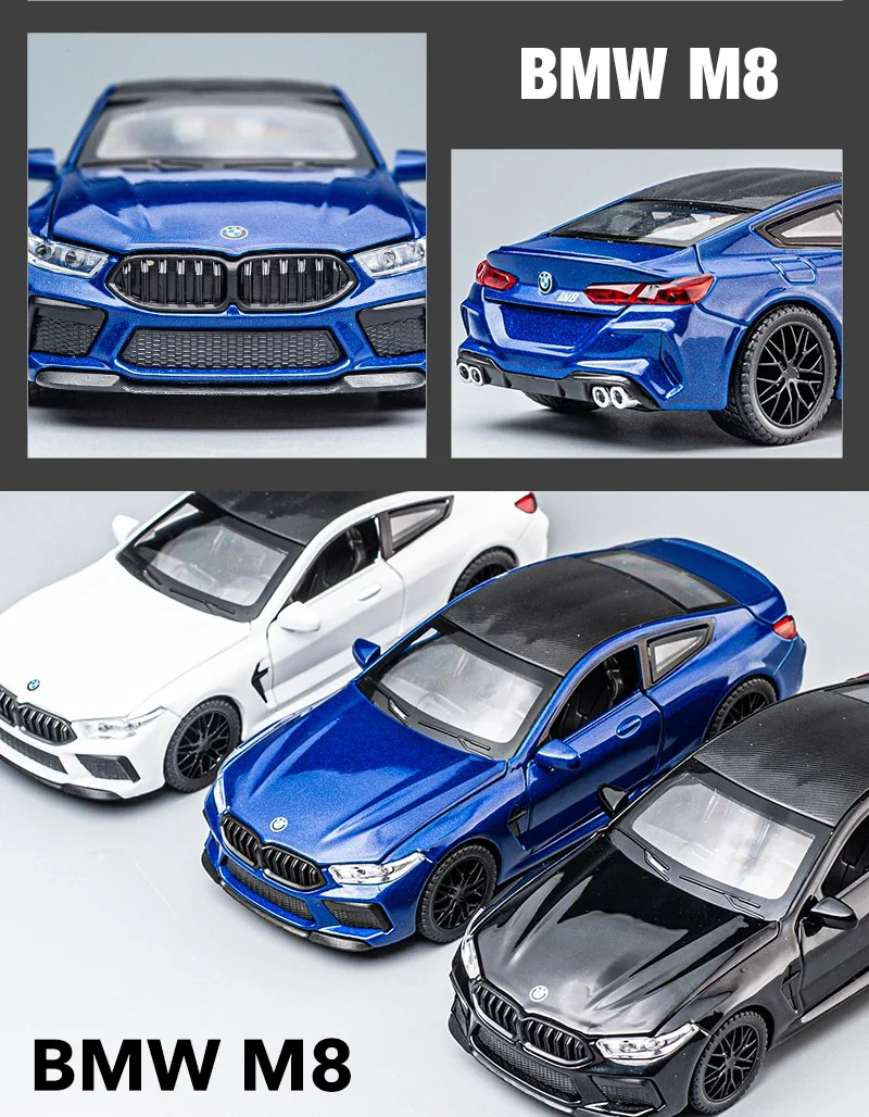 1:32 BMW M8 IM Supercar Alloy Diecasts & Toy Vehicles Metal Toy Car Model Sound and light Collection Kids Toy 6