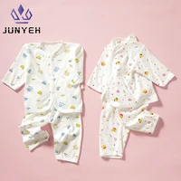 Vêtements pour bébés de 0 à 3 mois, sous-vêtements de maison pour nouveau-né, dessin animé, boutons en coton, vêtements pour bébés filles et garçons, haut à manches longues + pantalon Long 1