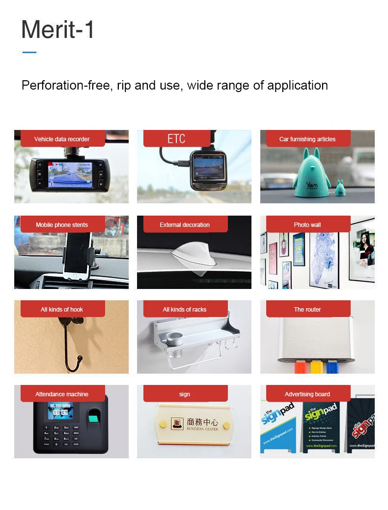 Description Picture 3 of item1/3/5PCS Double-sided Adhesive Non-Mark Sticker Strong Adhesive Patch Waterproof Nano Bathroom Kitchen Double-sided