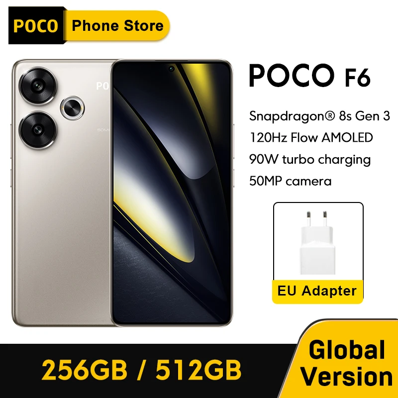 POCO F6 5G Global Version Cellphone 90W turbo charging 120Hz Flow