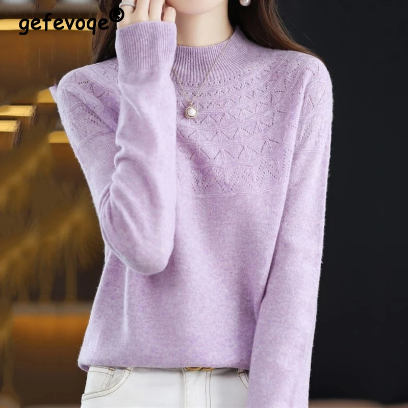 Générique Pullover Femme à Demi-Col Roulé Boutonné Chaud Pour Saison Automne Hiver (White, S