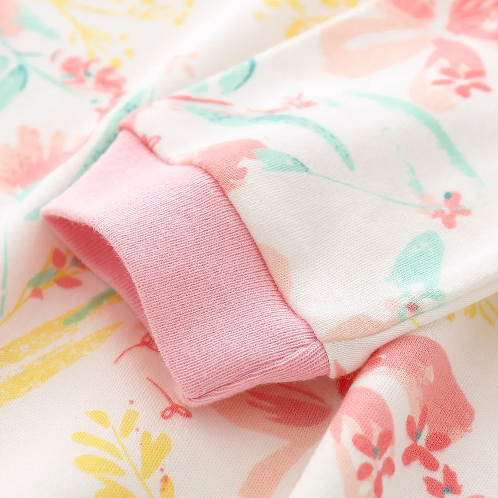 Baby Girl clothes Autumn Long Sleeves Rompers lily Flower Print Footies jumpsuit cotton Comfortable Toddler onesie underwear