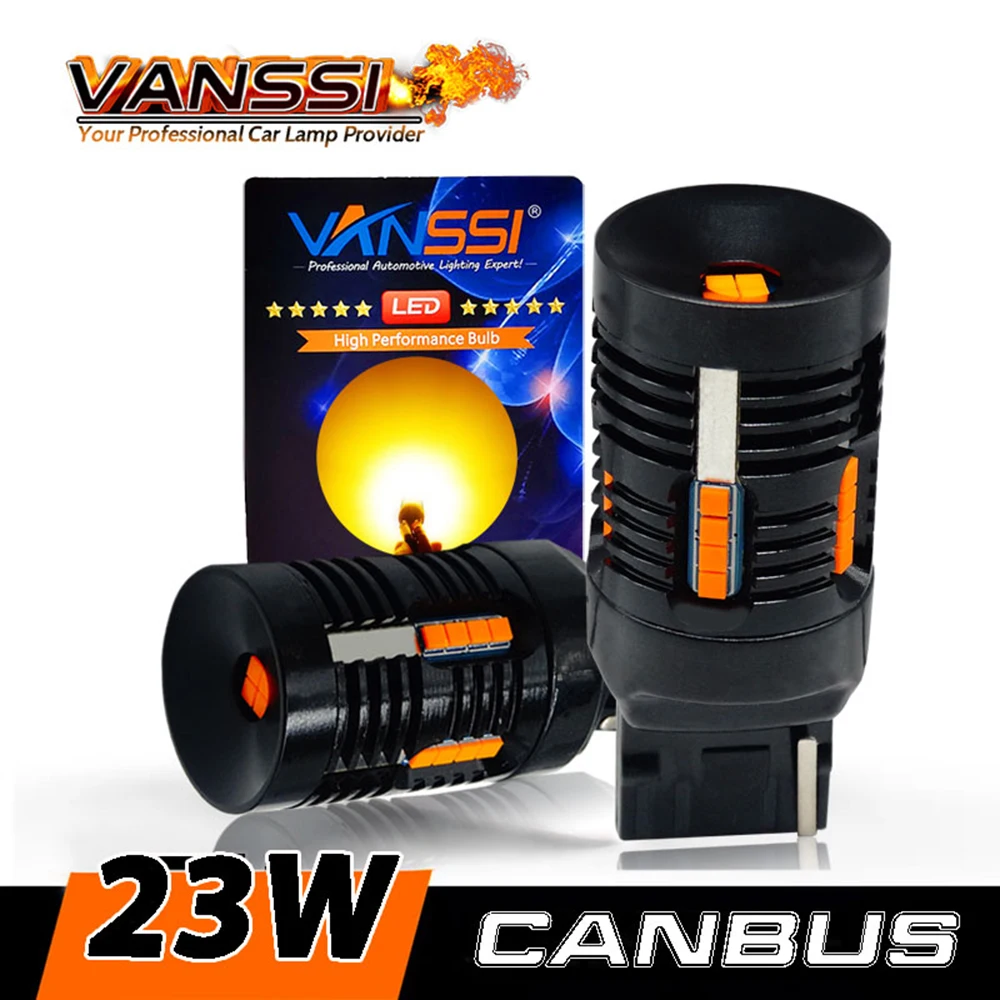 T20 LED アンバー 7440 50w 4球セット5200lm 超絶爆光57 VANSSI T20 WY21W 7440 LED Bulbs Amber Built in Resistor Anti