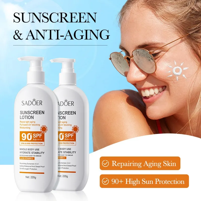 Facial Body Sunscreen Whitening Sun Cream Sunblock Skin Protective Cream Anti Sun Facial Protection Cream SPF 90 220ml innovatis эмульсия для лица luxury sublime skin protection spf 50 50 0