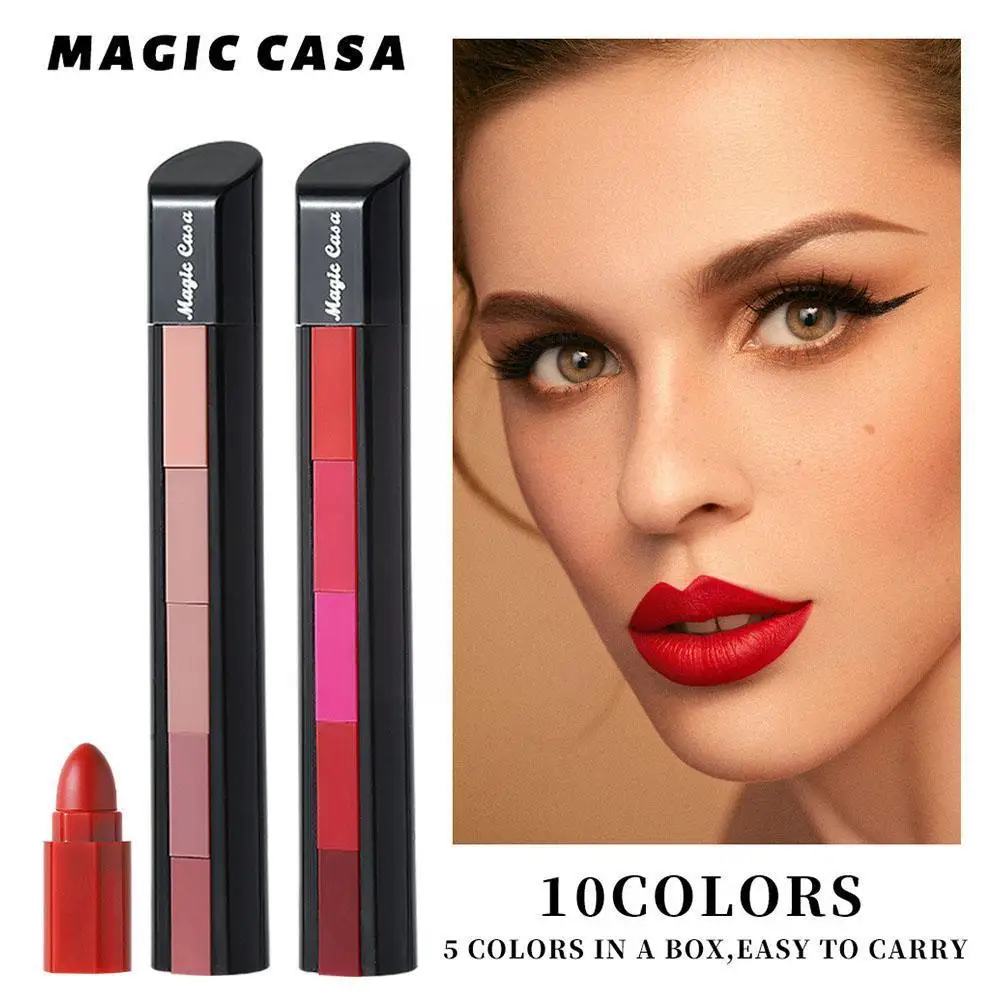 

5 In1 Matte Velvet Color Non-stick Lip Gloss Lipstick Lipstick Carry Long Lipstick Lip Lasting Sexy Lipstick Gloss Easy Mat X1Q3
