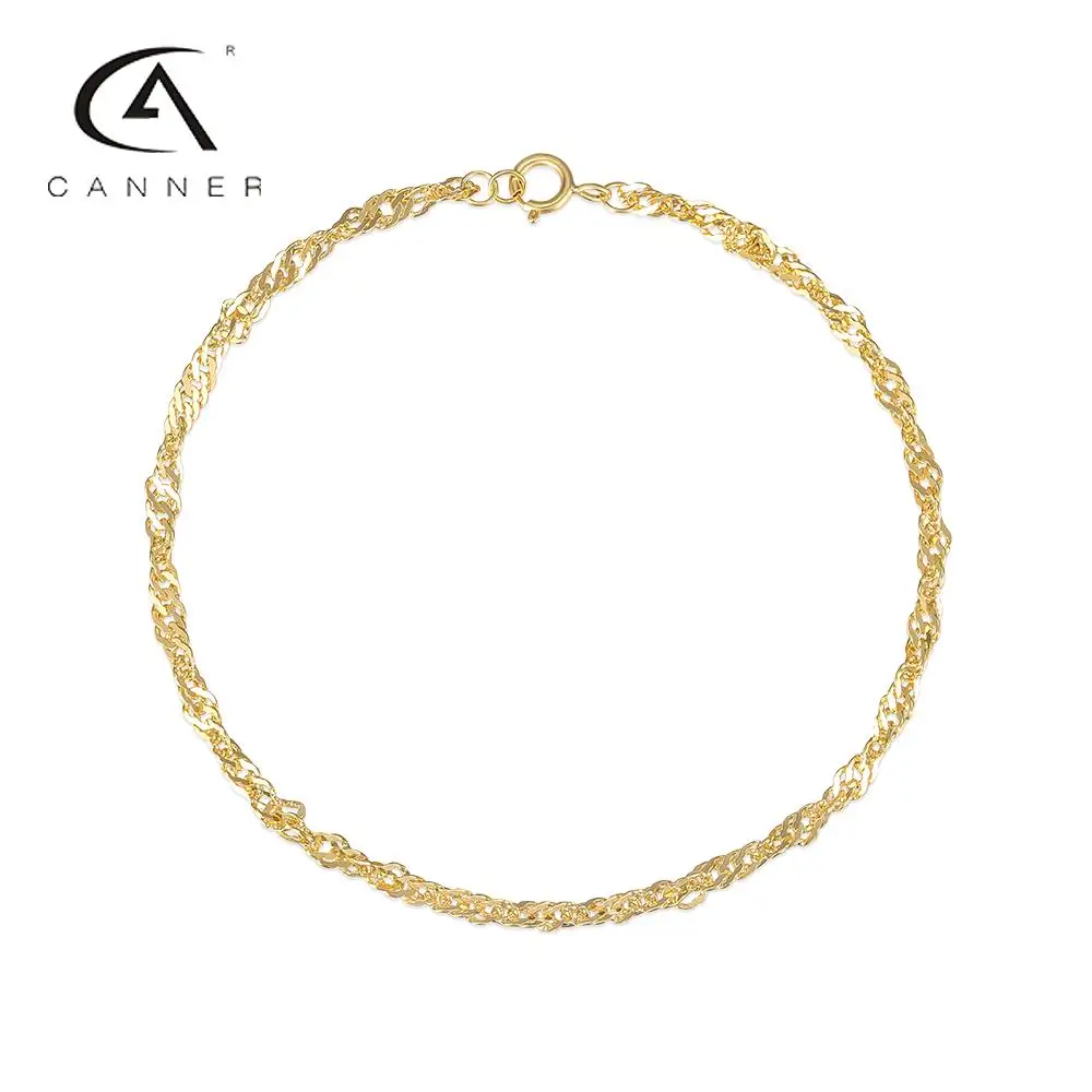 

CANNER S925 Fashion Korean Bracelets for Women Sterling Silver Minimalist Basic Gold Plated Bracelet on Hand Chain Luxury Gifts