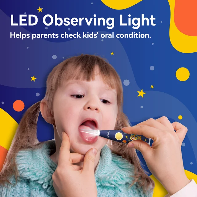 Seago Kids Electric Toothbrush with Sticker LED Colorful/Observing Light 3 Modes Smart Timer Waterproof Teeth Clean for Child 6
