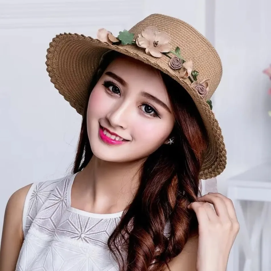 1 Pcs Wreath StrawHat Summer Sun Ladies Elegant Hat Female Vintage Hats ...