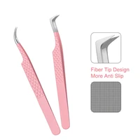 Eyelash Tweezers Volume False Lash Application Tool Pink Fiber Tips Tweezers| Gold Silver Non-Slip Grip  Professional Tweezers 2