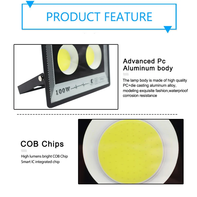 Led Flood Light LED Floodlight 50W 100W 200W 300W 400W 500W 220V Spotlight IP65 Waterproof Lamp Led Outdoor Flood Light Garden Street Lamp
