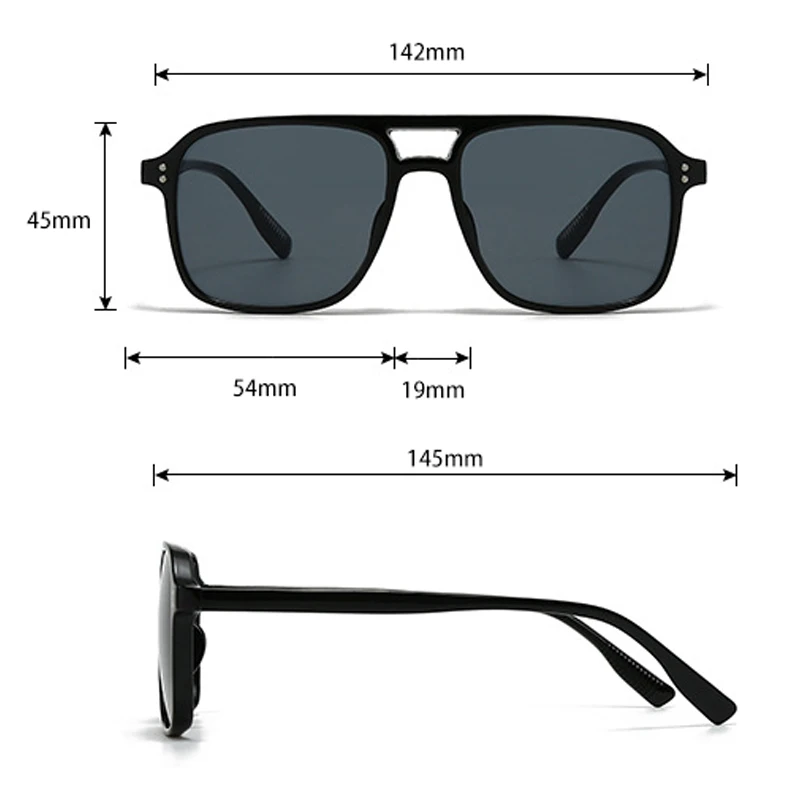SO&EI Fashion Double Bridges Square Rivets Women Sunglasses Retro Men Gradient Shades UV400 Sun Glasses