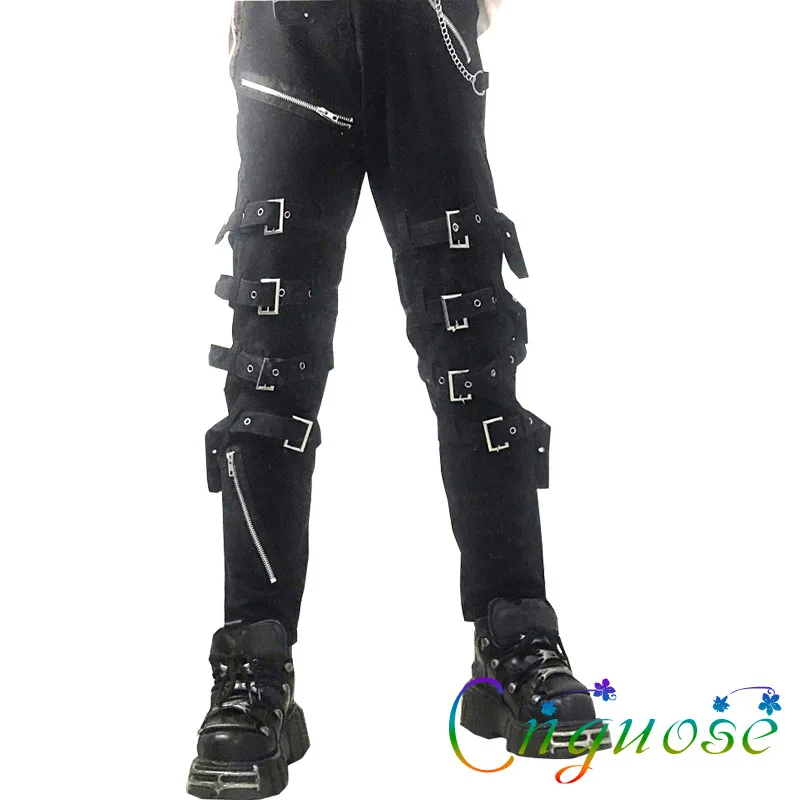 

Zipper Rivet y2k Japanese Streetwear Pants men , Kill Matt Gothic Punk Rock Style Bandage Men's jeans ，Large Size Pants