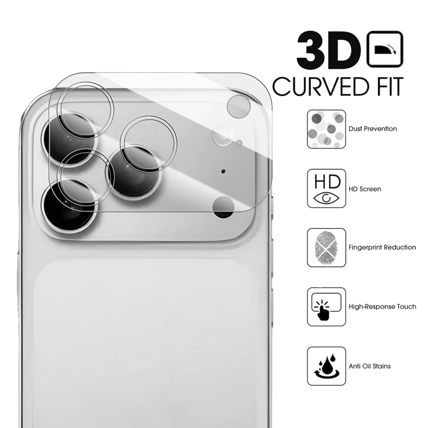5-Piece Anti-Scratch Full Cover Camera Lens Tempered Glass Protective Film
