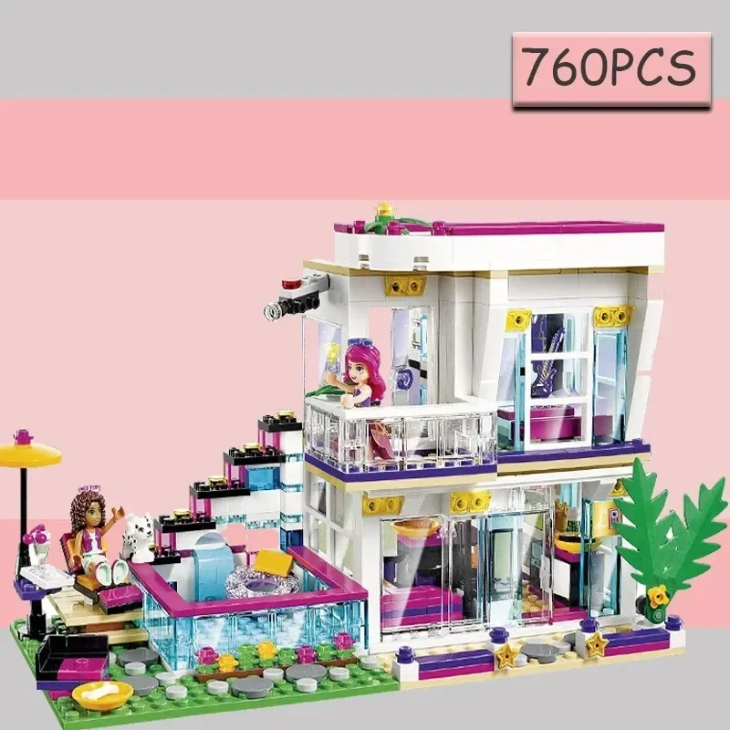 NEW 760pcs Pop Star House Building Block Compatible 41135 Livi Friends For Girls Figures Bricks Educational Toys For Children