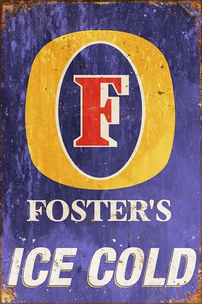 

Fosters Beer Lager Advert Retro Vintage Style Metal Sign, bar, pub, man cave