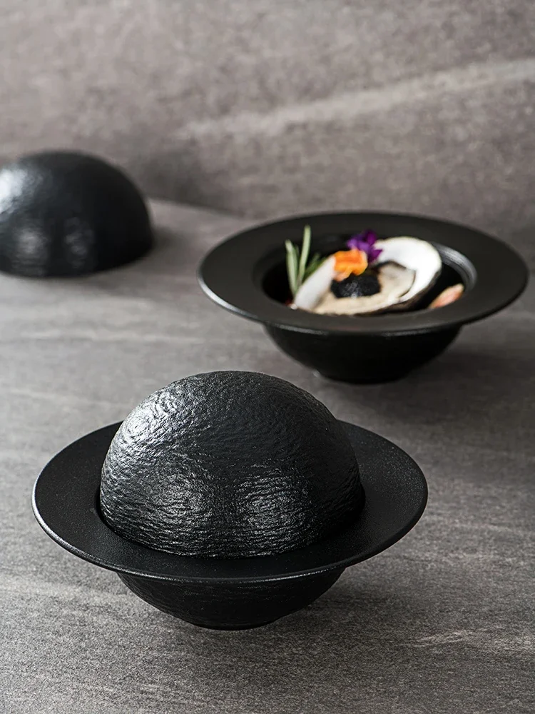 Ceramic Rock-patterned Stew Cup Soup Cup Bowl Hotel Restaurant Tableware Sea Cucumber Abalone Creative Planet Dessert Bowl
