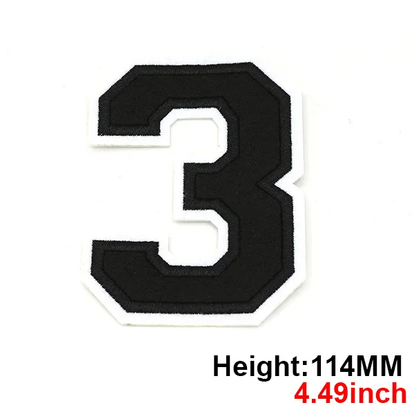 Large Black Embroidered Number Patch 114mm - Iron-On Applique for Clothing, Accessories, and Crafts