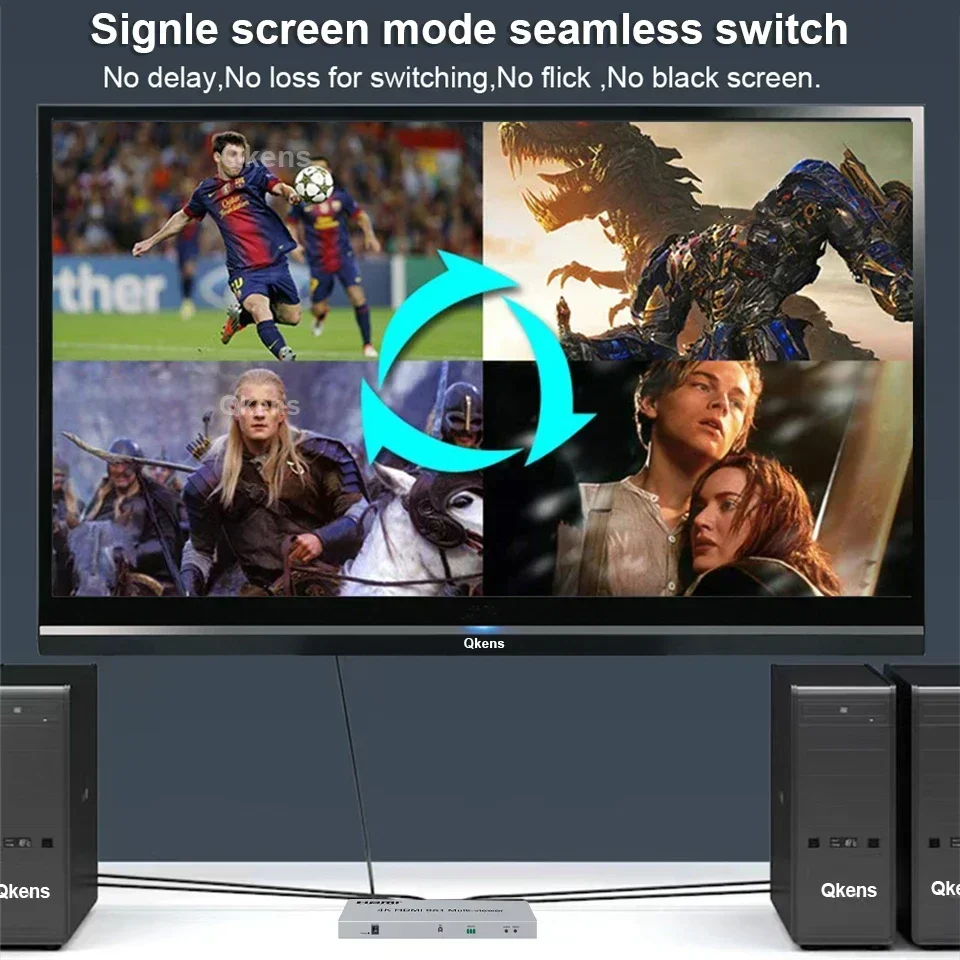 4K@30Hz 9:1 HDMI 화면 분배기 멀티뷰어 멀티 스크린 스플리터 화면 듀얼 디스플레이 9채널 PC TV용 원활한 전환