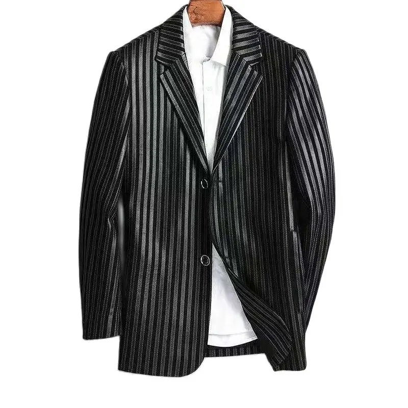 Real leather men's blazer jacket side profile - Vexaro