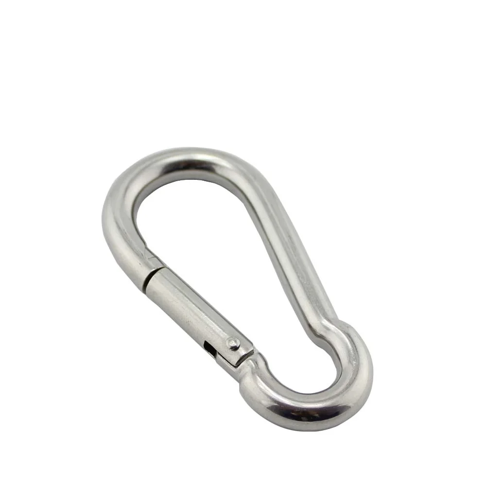 

1PCS Silver Carabiner Hook Marine Stainless Steel 50mm 60mm 70mm 80mm Length Large Heavy Duty Stainles Carabiner