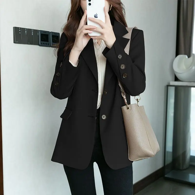 2023 Spring  Autumn New Small Suit Coat Female  Temperament Foreign Style Loose Korean Version Coat Female Spring Wear LY005