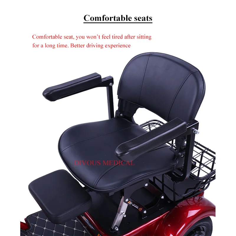 Folding Outdoor Electric Scooter For Disabled Four Wheeled Electric Adult Tricycle with Rear Basket 4