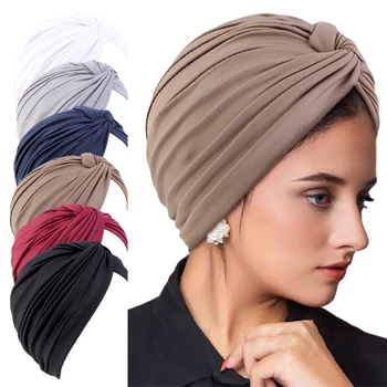 New Women Soft Elastic Ramadan Muslim Hijab Caps Fashion Women's Headscarf Solid Color Hair Care Turban Bonnet Chemotherapy Cap