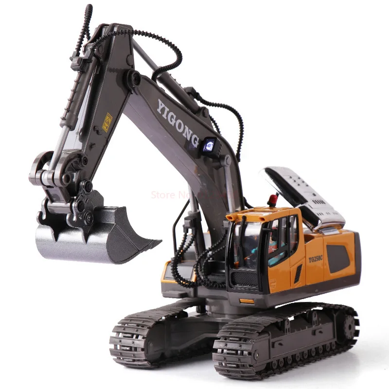 RC Alloy Brand Remote Control Excavator 1/20 Diecast Digger 11 Channel Tractor With Led Sound USB Rechargeable For Children Gift 5