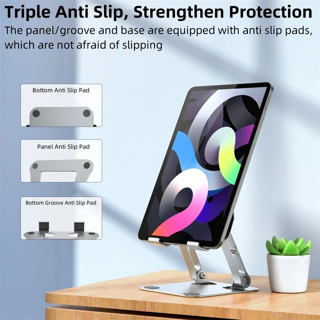 Portable Fold Tablet Stand for Desk, Laptop Stand Adjustable Notebook Tablet Holder Up to 10-17" iPad Pro Tablet Support 3