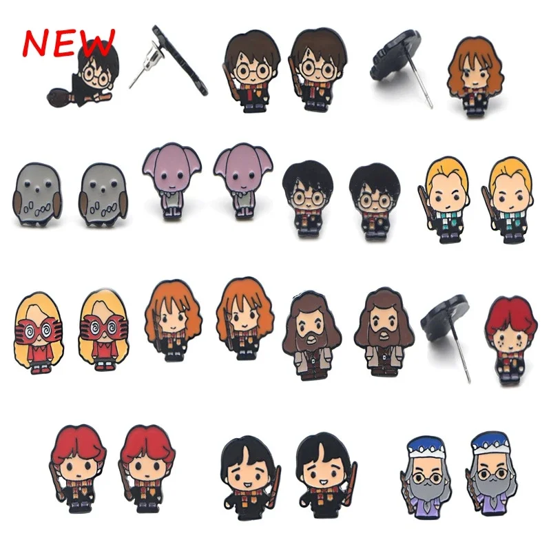 2024 New Harris Series Movie & Tv Dumbledore Ron Cartoon Orecchini Lega Personalità Piccoli Gioielli Orecchini Per Ragazze Regali Figura