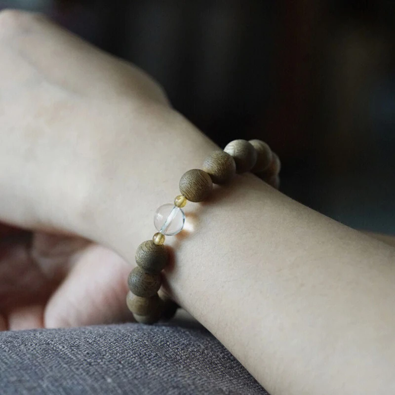 

Natural Kalimantan Agarwood Old Materials Highly Oily round Beads Single Circle Bracelet Design Submerged Type Bracelet