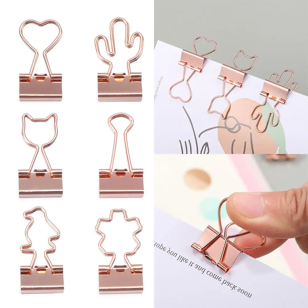 10pcs 새로운 고양이 하트 선인장 편지지 책 종이 클립 금속 바인더 클립 사무용품
