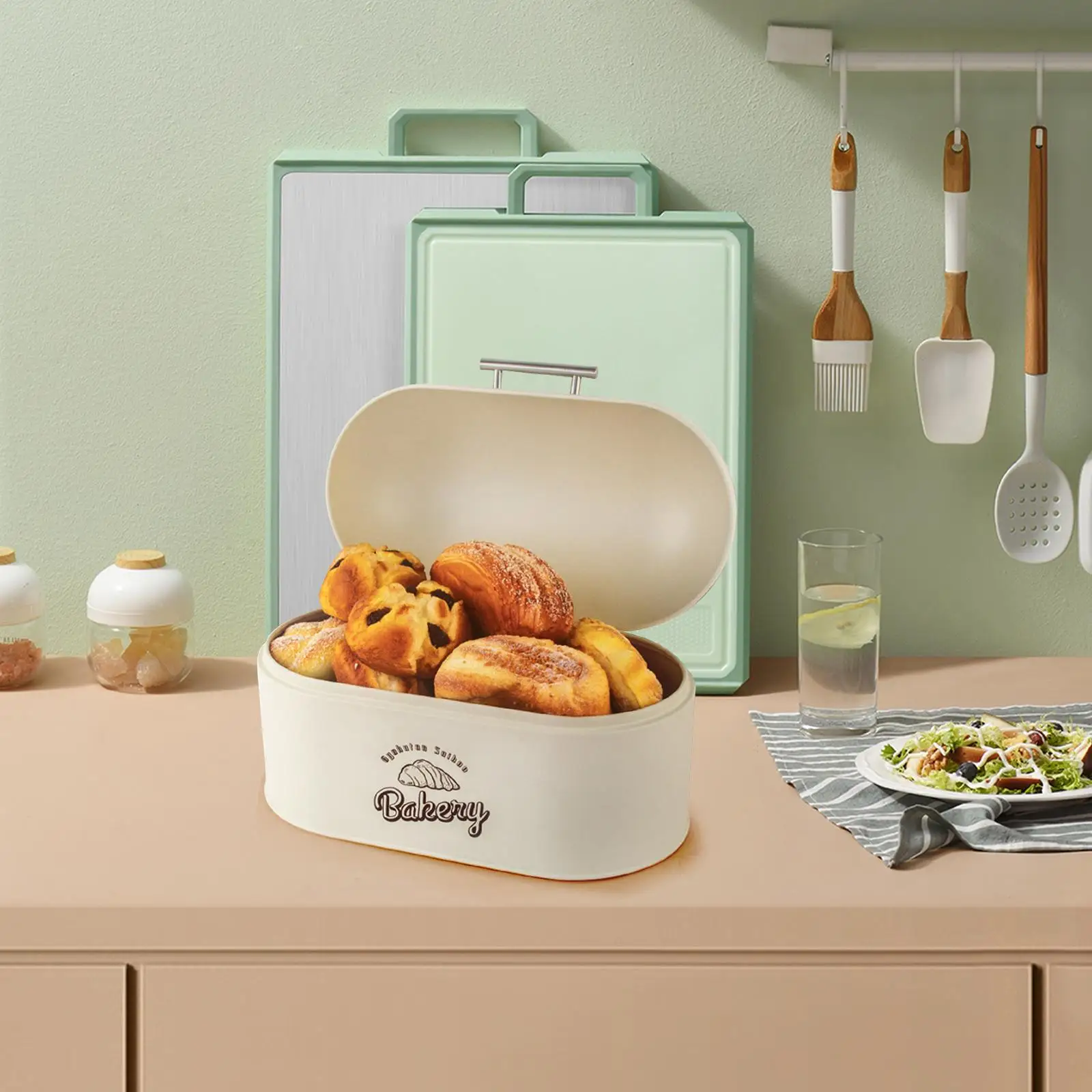 

Metal Bread Box Bin Farmhouse Bread Box for Kitchen Restaurant Baked Goods
