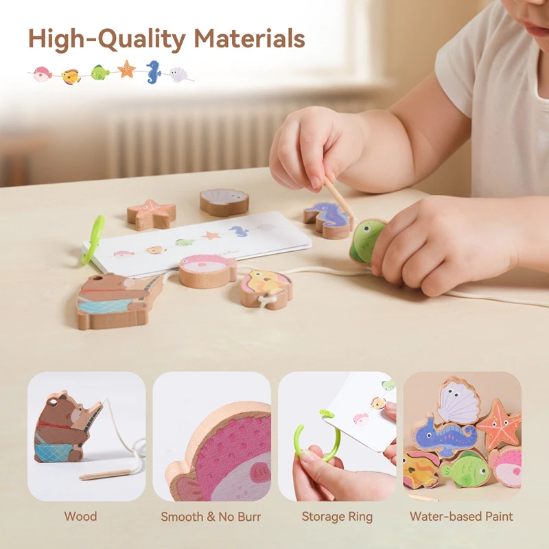 Montessori-Babyspielzeug, kleiner Fisch, Perlenschnur-Spielzeug ist ein speziell gestaltetes, perlenbesetztes, praktisches Lernspielzeug für kleine Kinder – Detail 2