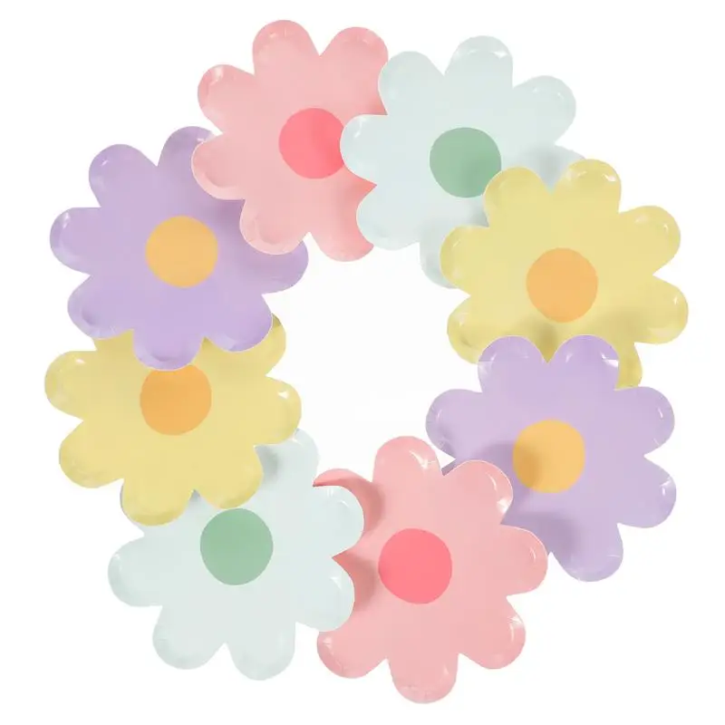40pcs Disposable Paper Plates multiuse Flower Shaped Cake Dessert Paper Plates Picnic Wedding Birthday party decors