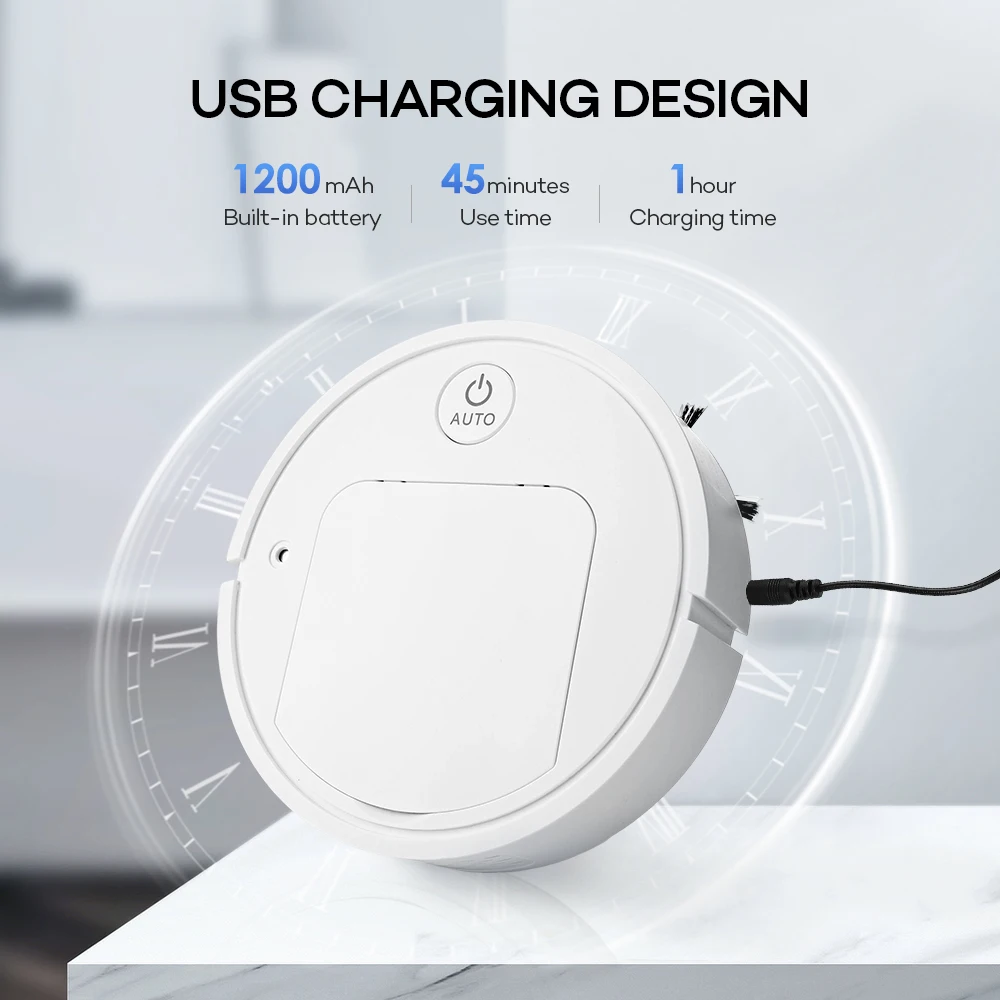 USB 충전식 자동 청소 로봇 진공 청소기, 물걸레질 기계, 5 in 1, 2024 신제품