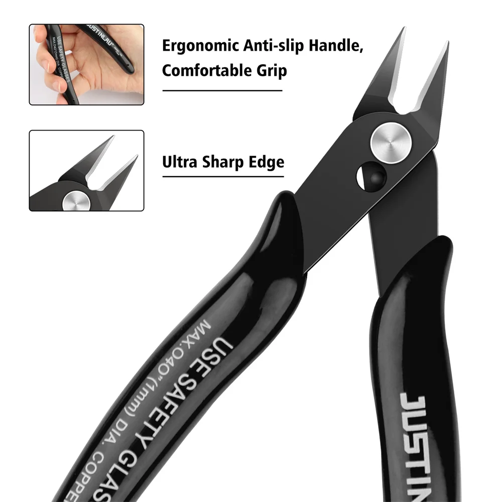 Vue d'ensemble du lot de 8 outils de modélisme BY170, incluant pinces et ciseaux pour travaux minutieux.