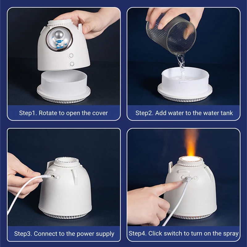 New Astronaut Air Humidifier 260ml Electric Ultrasonic Aroma Essential Oil Diffuser Colorful LED Light USB Mist Sprayer Gifts 6