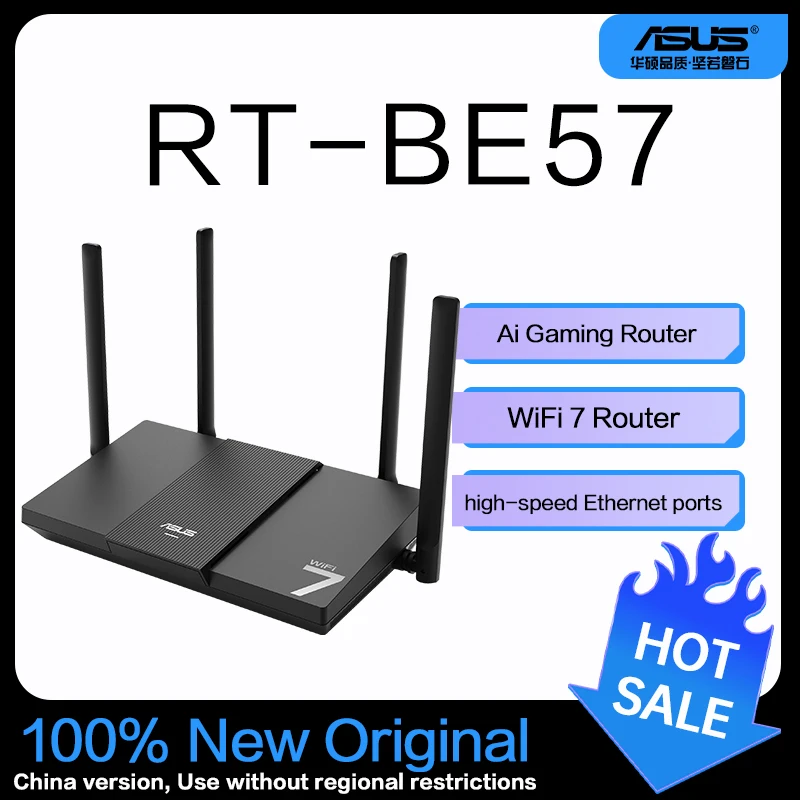 ASUS RT-BE57 Gaming Router WiFi7, 2.5G Port, Gaming Wireless