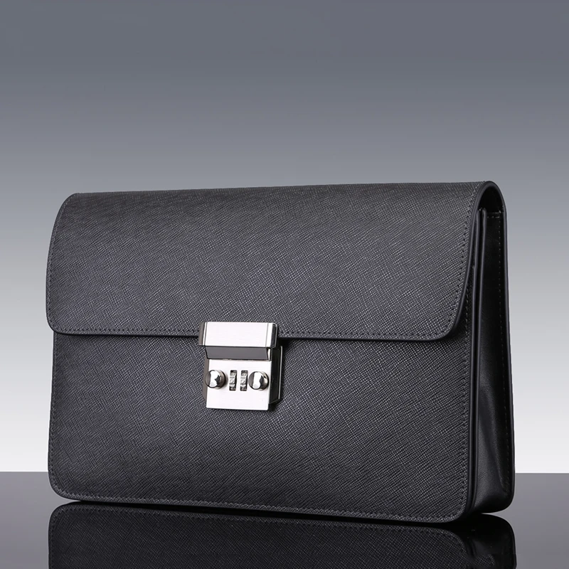 

Men's Password Lock Bag Cowhide Business Casual Large Wallet Thickened Horizontal Square Cover Fashion Large Capacity Portable