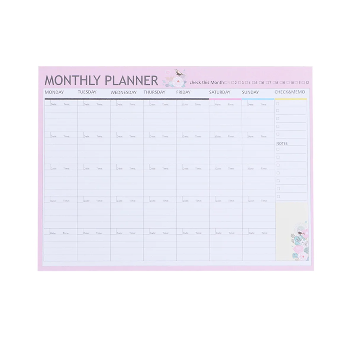 Monthly Planner A4 Decorative Organizer Calendar Schedule Notebook Candy Weekly Daily Planner Memo Pad(Random Color)