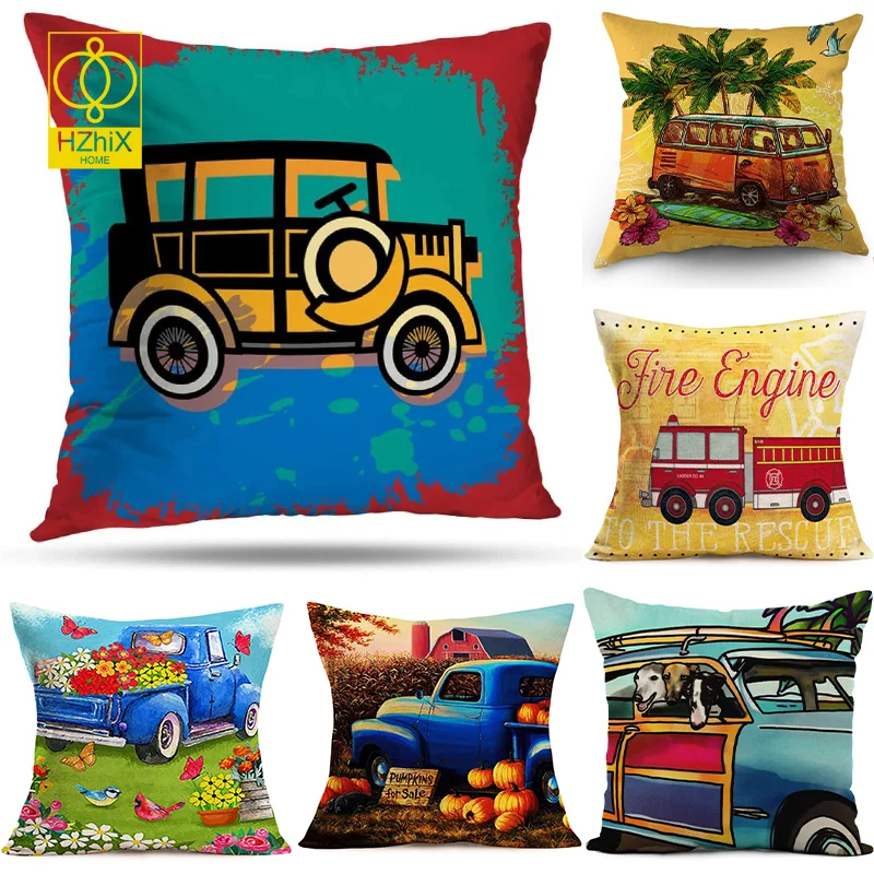 Cartoon Car Pillowcases 40x40cm Sofa Home Bedroom Office Children Room