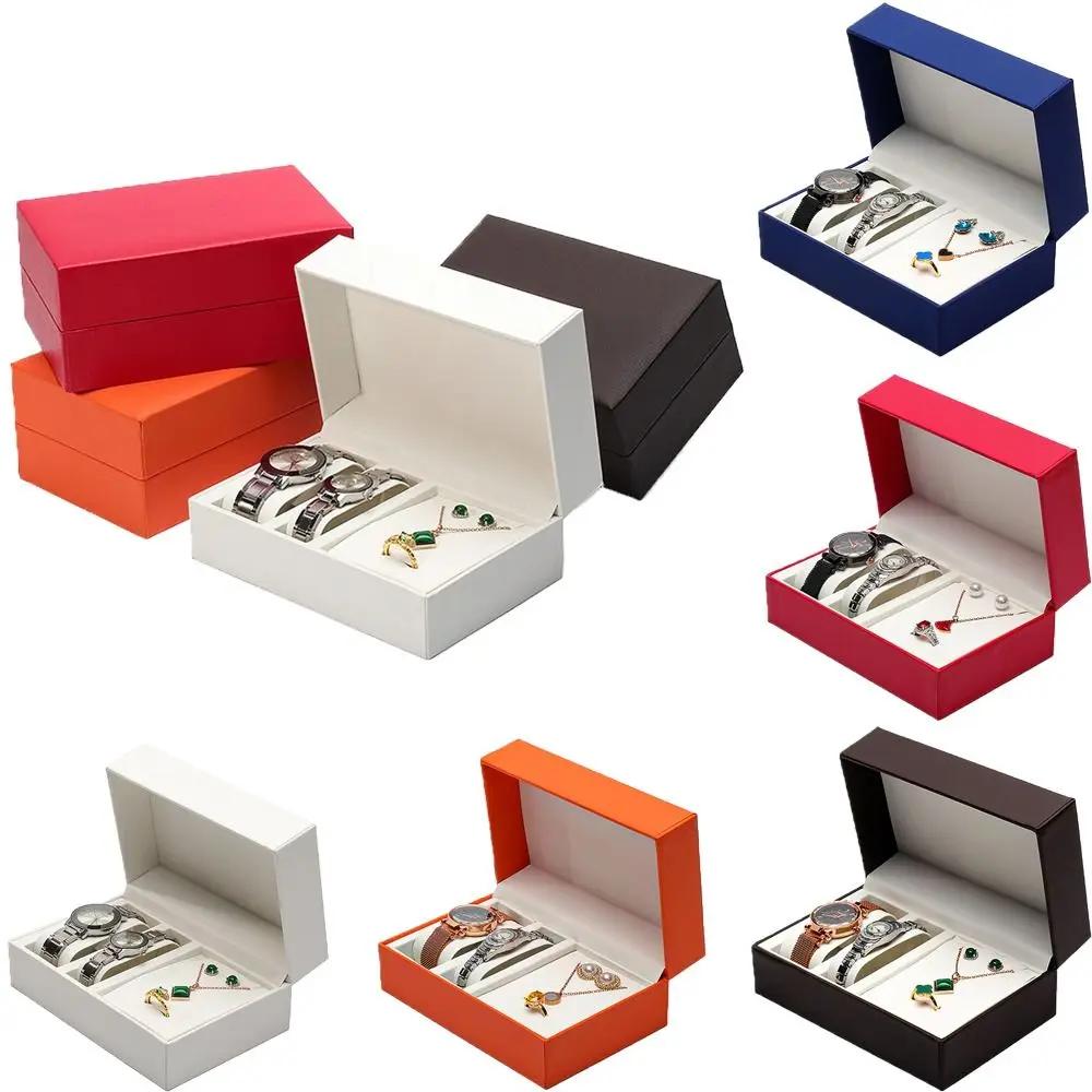 Watch Box Storage 2 Mens Watch Jewelry Display Box Drawer Lockable Watch Case Organizer & Jewelry Tray(No Jewelry)
