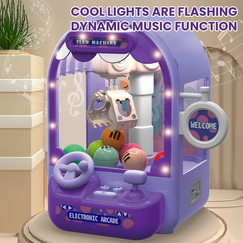 Dinosaur Claw Machine Toys Electronic Arcade Game Adjustable Catch Doll Machine Music Mini Vending Birthday Gifts for Kids