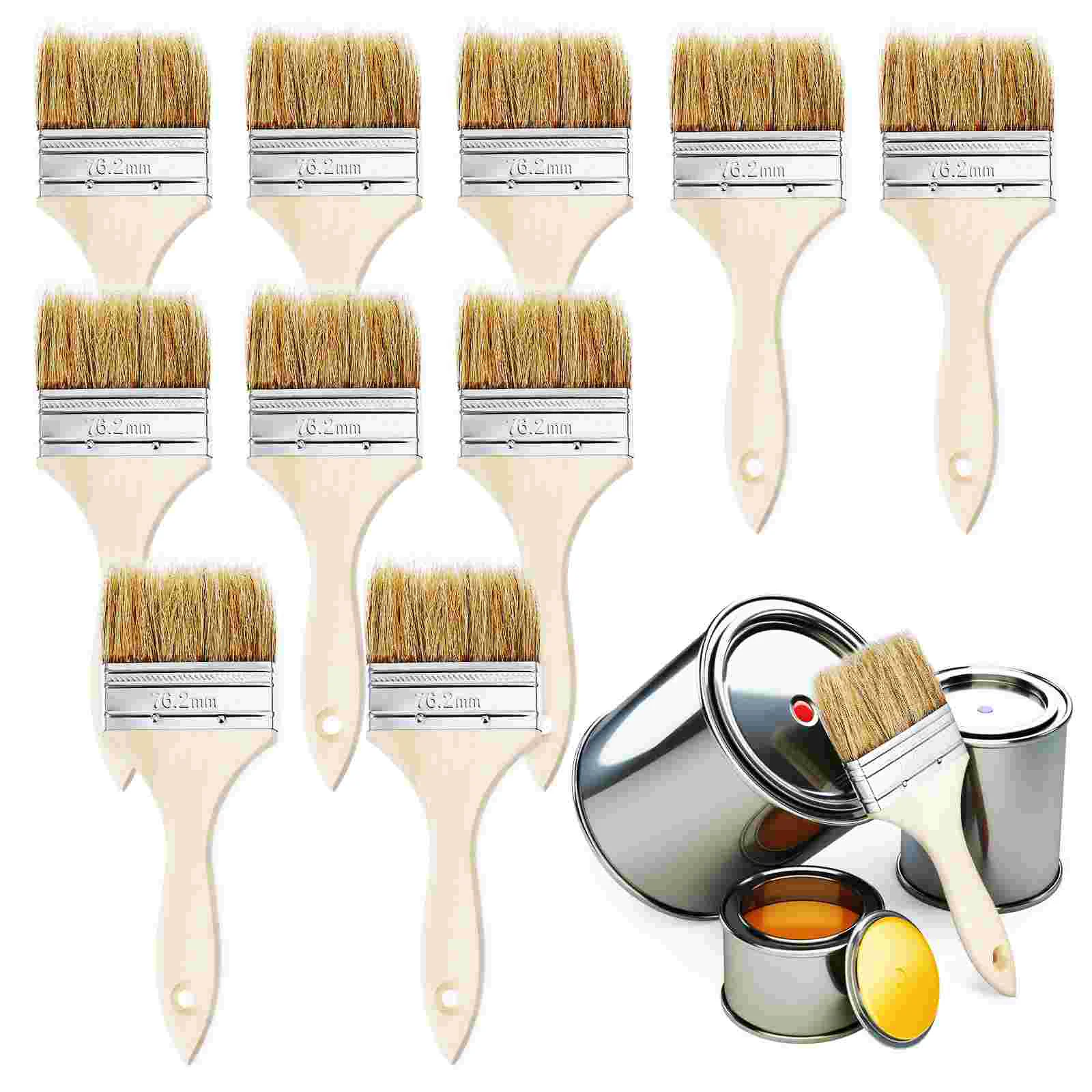 10 Pcs Painting Brush Wooden Handle Brush Pastry Brush Chip Brush Barbecue Brush Basting Brush for Cooking 1 pc silicone baking bread cake tools pastry oil cream bbq utensil safety basting brush for cooking pastry tools