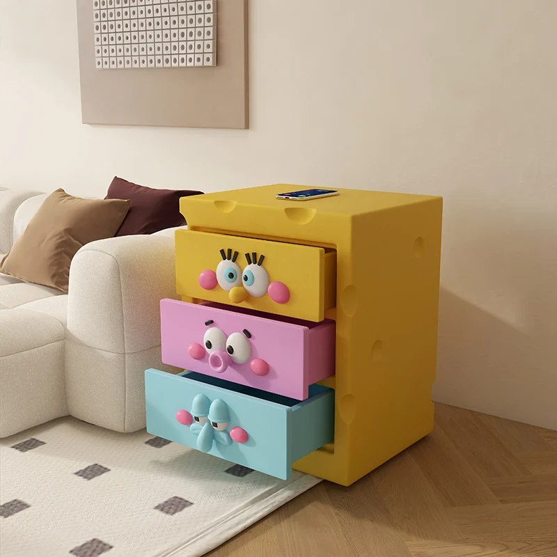 New Cartoon Bedside Table Simple Modern Home Bedroom Storage Rack Side Table Creative Room Floor Decoration