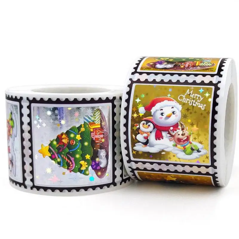 

300 PCS Merry Christmas Stickers Holiday Stickers Roll Gift Tags for Christmas Envelope Seal Card Decorative Present Stickers
