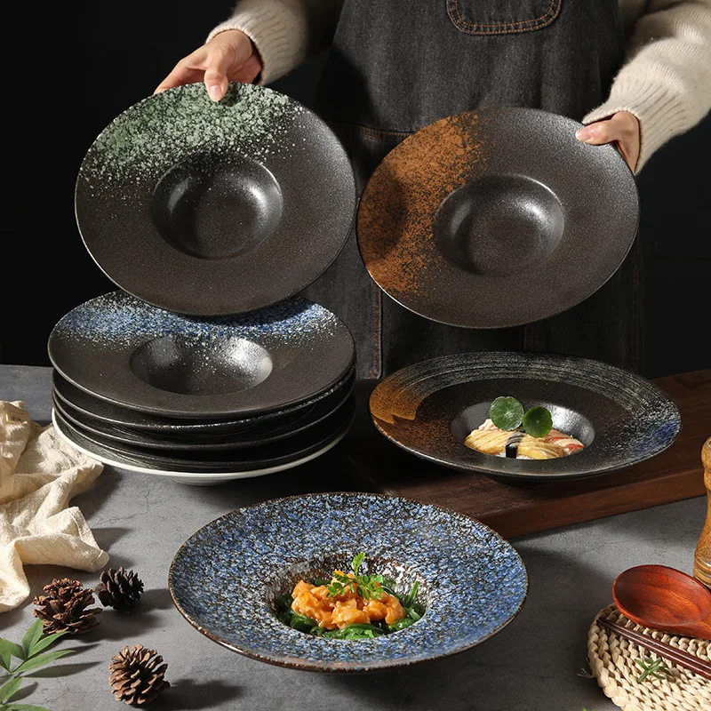 

Japanese Ceramic Pasta Plates Flying Saucers Straw Hat Plates Soup Plates Tableware