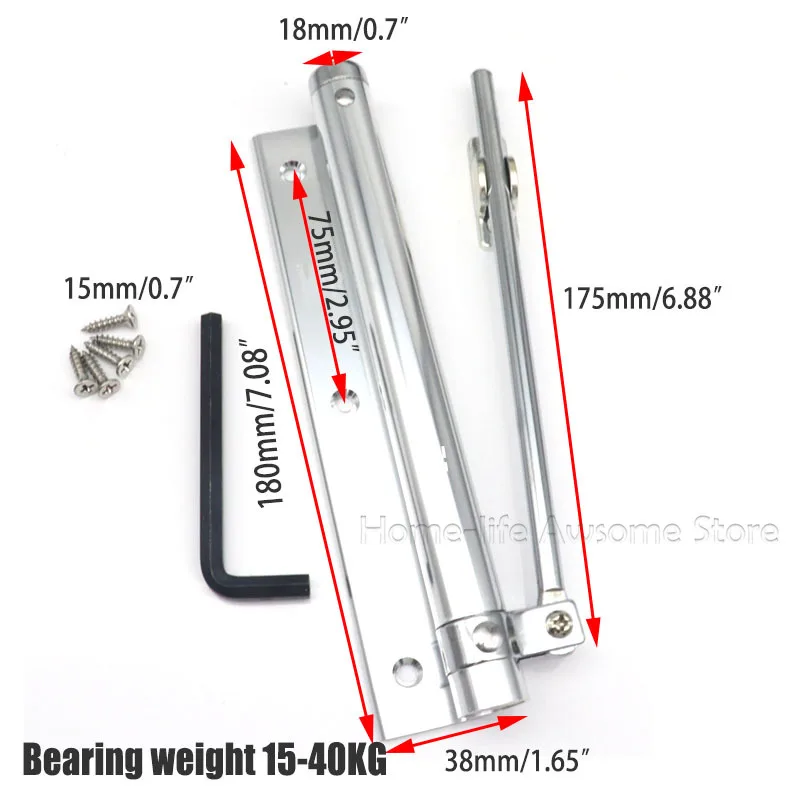 15-40KG Large Simple Spring Automatic Door Closer Hinge Black/silver Household Light Door Closer Adjustable
